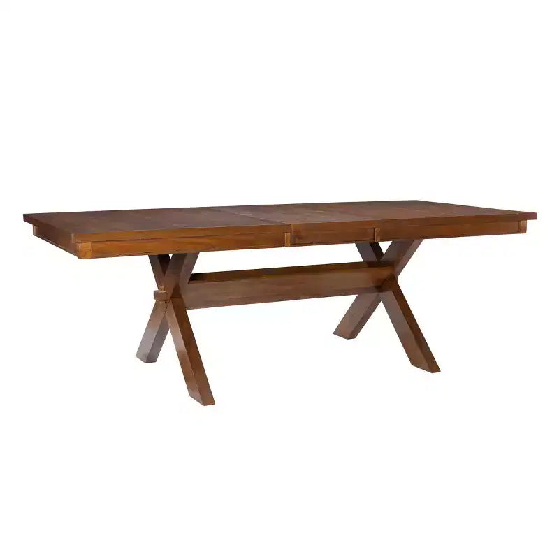 Set da pranzo 9 pezzi con sedie imbottite Jackson X Back e tavolo allungabile, color nocciola scuro - Powell