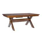 Set da pranzo 9 pezzi con sedie imbottite Jackson X Back e tavolo allungabile, color nocciola scuro - Powell