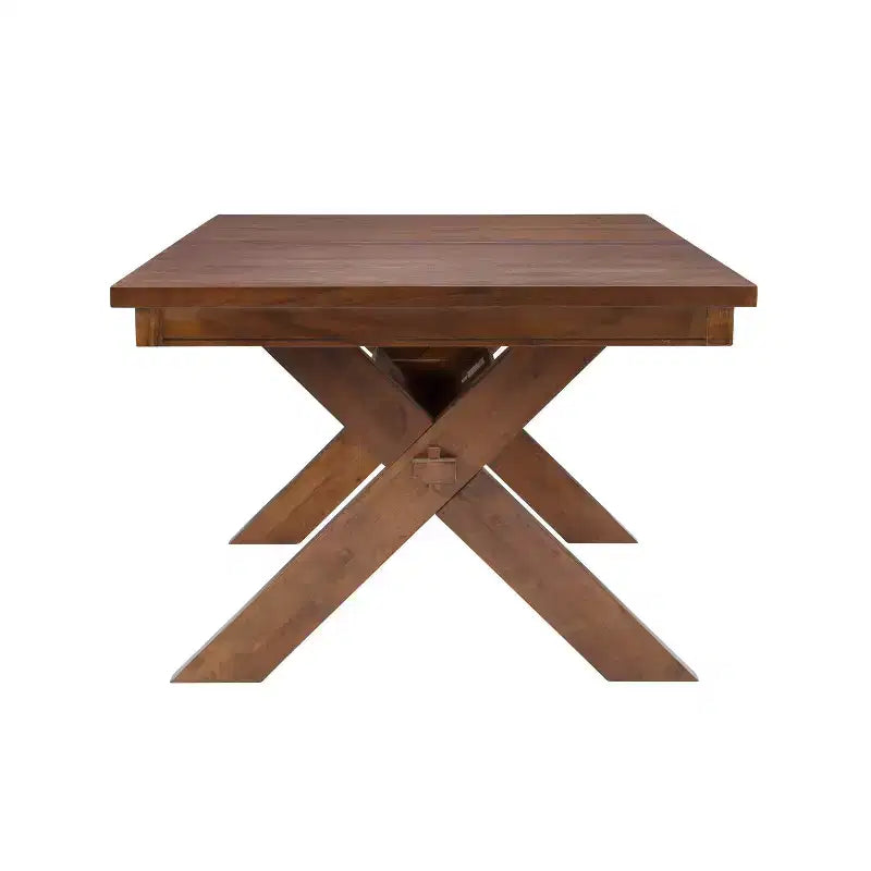 Set da pranzo 9 pezzi con sedie imbottite Jackson X Back e tavolo allungabile, color nocciola scuro - Powell
