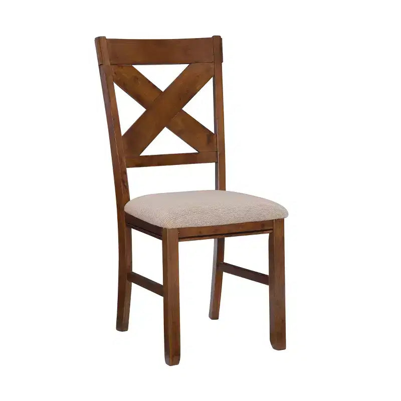 Set da pranzo 9 pezzi con sedie imbottite Jackson X Back e tavolo allungabile, color nocciola scuro - Powell