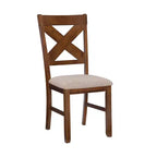 Set da pranzo 9 pezzi con sedie imbottite Jackson X Back e tavolo allungabile, color nocciola scuro - Powell