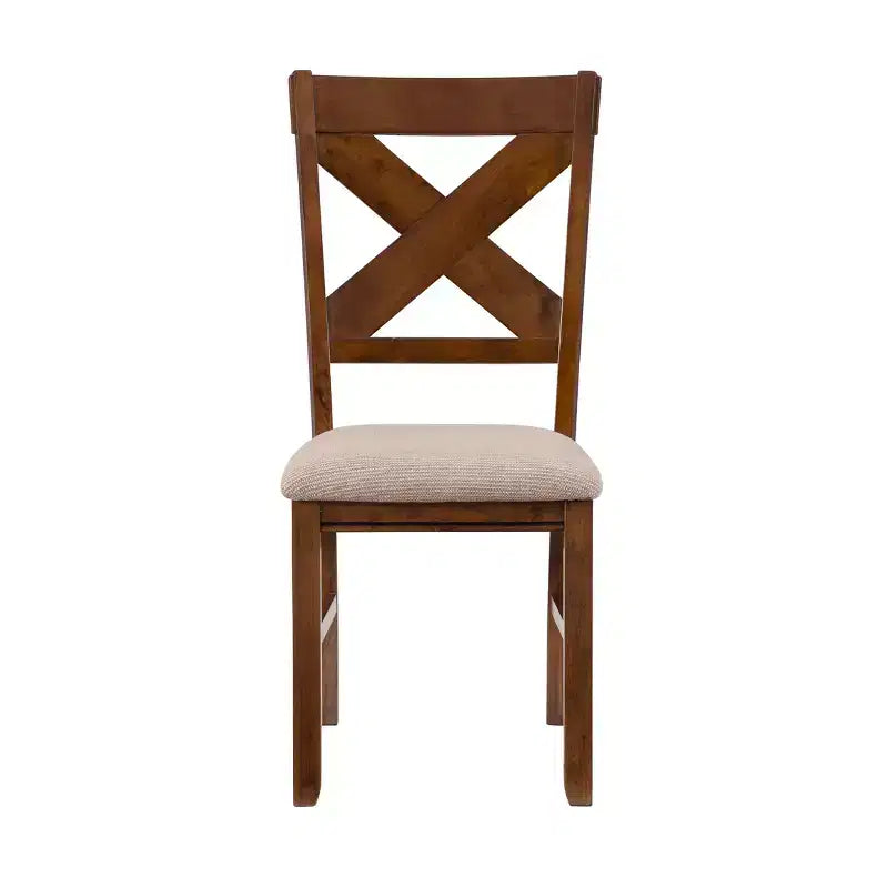 Set da pranzo 9 pezzi con sedie imbottite Jackson X Back e tavolo allungabile, color nocciola scuro - Powell