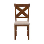 Set da pranzo 9 pezzi con sedie imbottite Jackson X Back e tavolo allungabile, color nocciola scuro - Powell