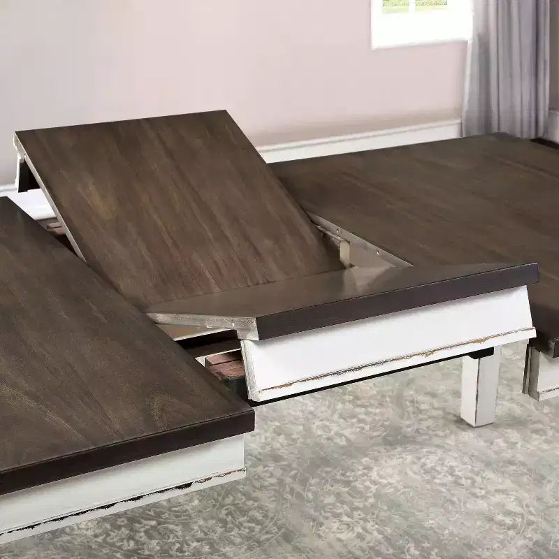 Set da pranzo Redmond espandibile 5 pezzi bianco invecchiato/noce scuro/grigio caldo - HOMES: Inside + Out