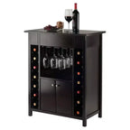 Mobile bar Yukon in legno/espresso - Winsome: porta liquori in legno massello, rastrelliera per 14 bottiglie, porta bicchieri