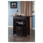 Mobile bar Yukon in legno/espresso - Winsome: porta liquori in legno massello, rastrelliera per 14 bottiglie, porta bicchieri