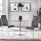 Buylateral Set da pranzo Nora con tavolo rotondo a piedistallo moderno 3 pezzi e sedie in ecopelle Grigio/Bianco