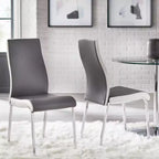 Buylateral Set da pranzo Nora con tavolo rotondo a piedistallo moderno 3 pezzi e sedie in ecopelle Grigio/Bianco