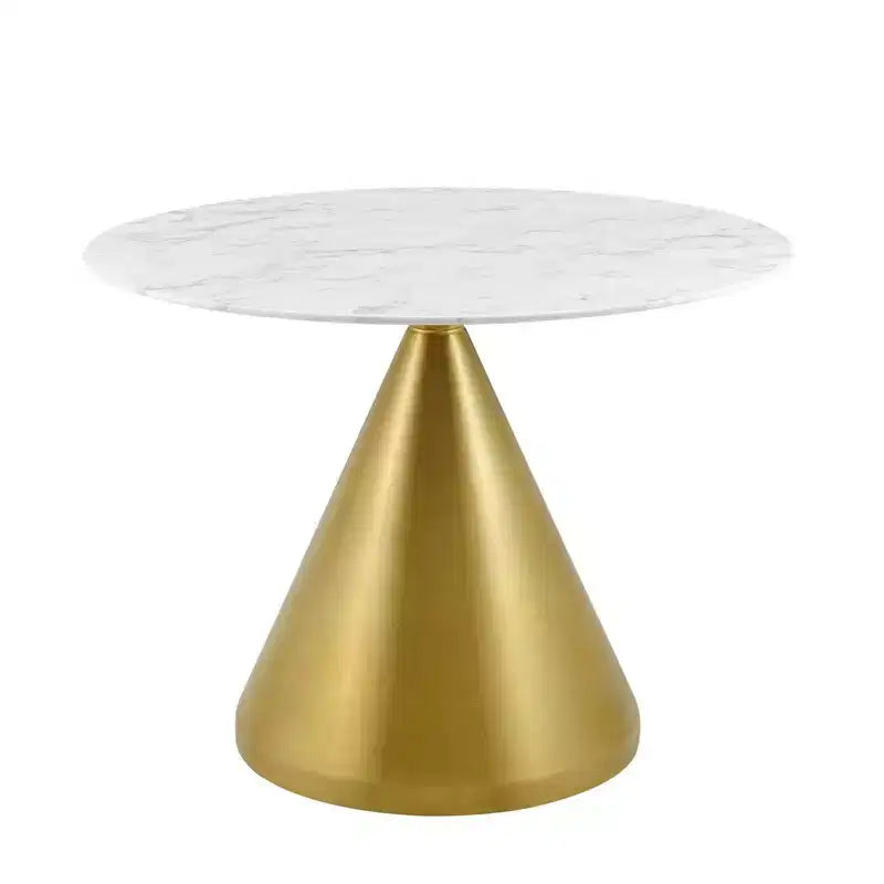 40" Tupelo Round Artificial Marble Dining Table Gold/White - Modway