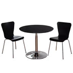 Buylateral 3pc Hillboro Modern Dining Set Black: Round Table, Metal Frame, 2 Armless Chairs
