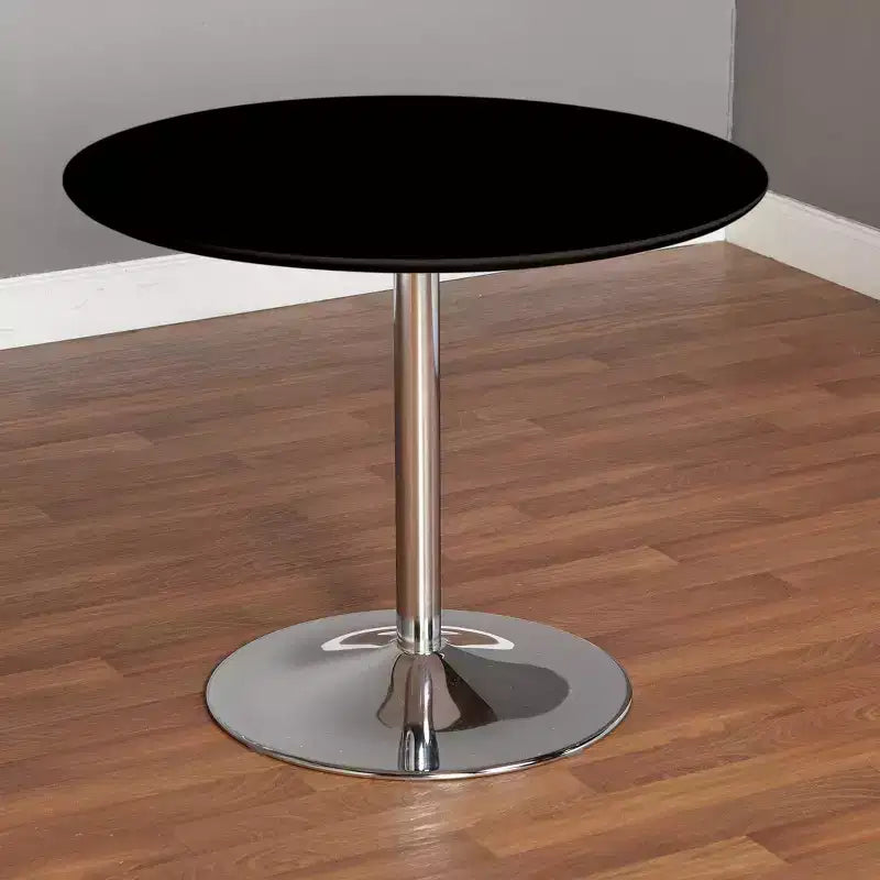 Buylateral Set da pranzo moderno Hillboro 3 pezzi nero: tavolo rotondo, struttura in metallo, 2 sedie senza braccioli