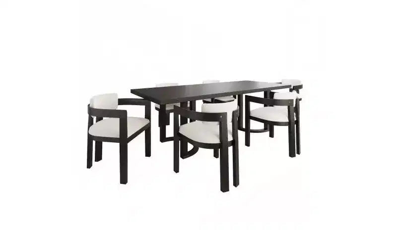 Christopher Knight Home Eleanor 7pc Rubberwood Upholstered Dining Set Beige/Black