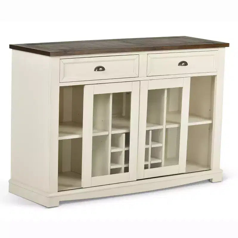 Steve Silver Co. Credenza Cayla Bicolore: Credenza in stile rustico con ante in vetro, portabicchieri da vino
