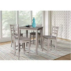Set da pranzo altezza bancone 30"x30" con 4 sgabelli Emily grigio/tortora lavato - International Concepts
