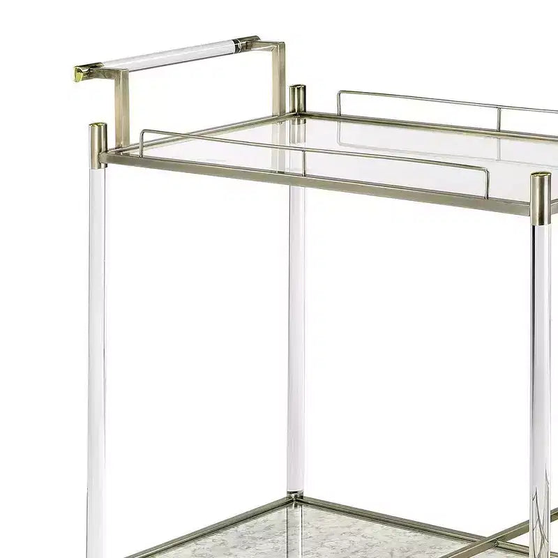 Acme Furniture Carrello da Bar Cirro, Specchio Antico/Ottone Filo