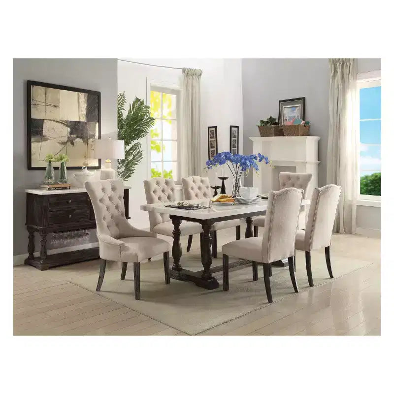 Tavolo da Pranzo Gerardo Marmo Bianco/Marrone Espresso - Acme Furniture