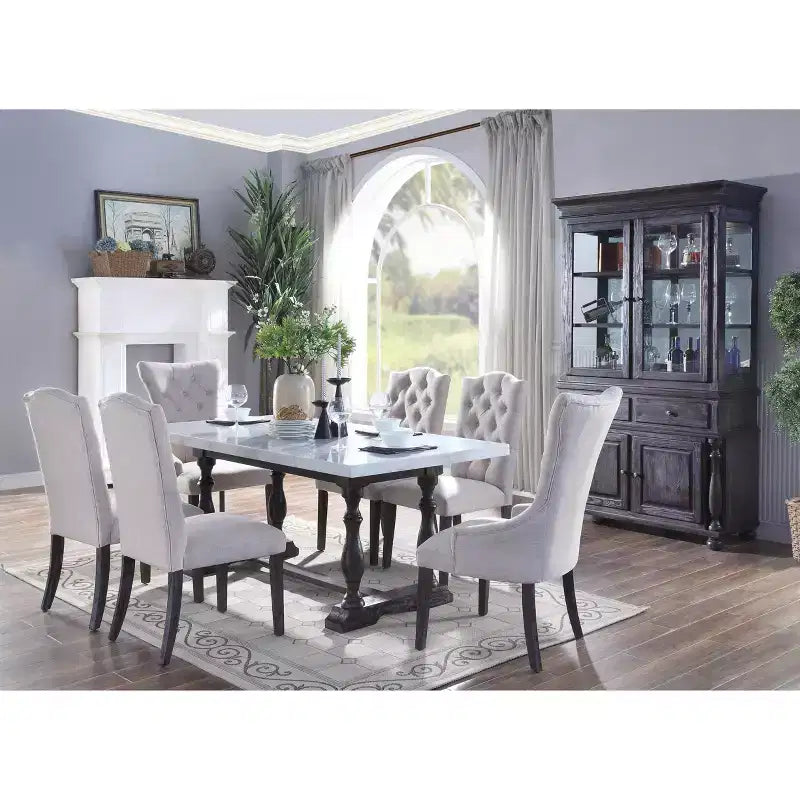 Tavolo da Pranzo Gerardo Marmo Bianco/Marrone Espresso - Acme Furniture