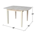 Tavolo da Pranzo Estensibile da 91,4 cm con Gambe a Farfalla e Stile Shaker Non Finito - International Concepts