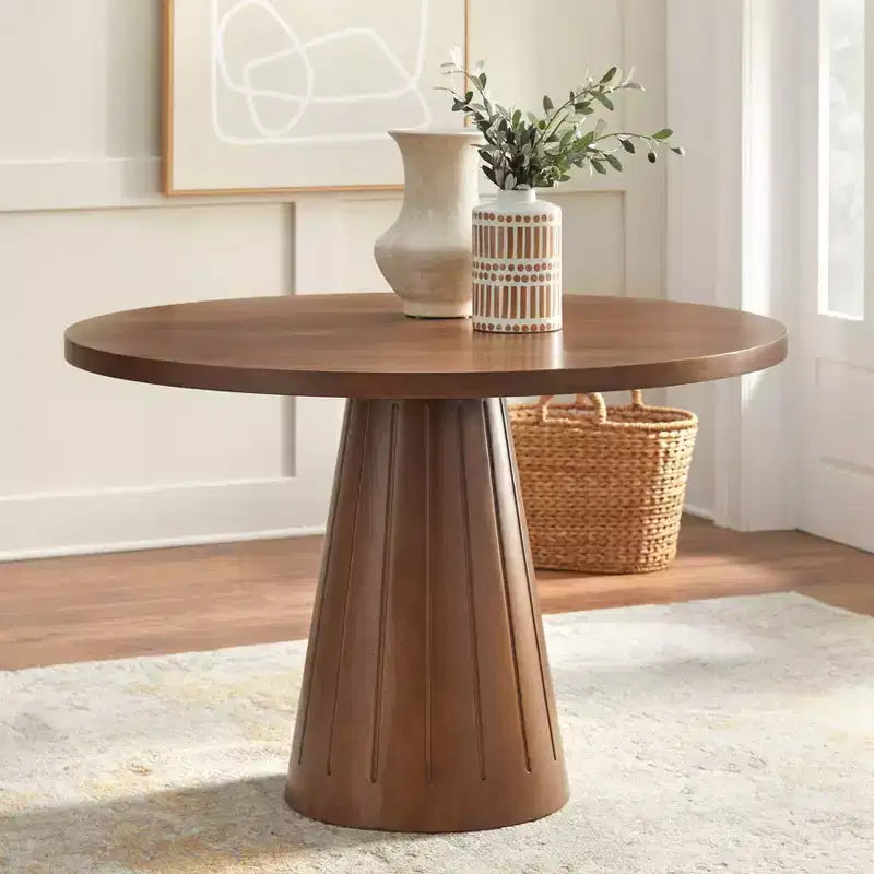 Lifestorey Castilia Moderno Tavolo da pranzo rotondo a piedistallo 45" Noce
