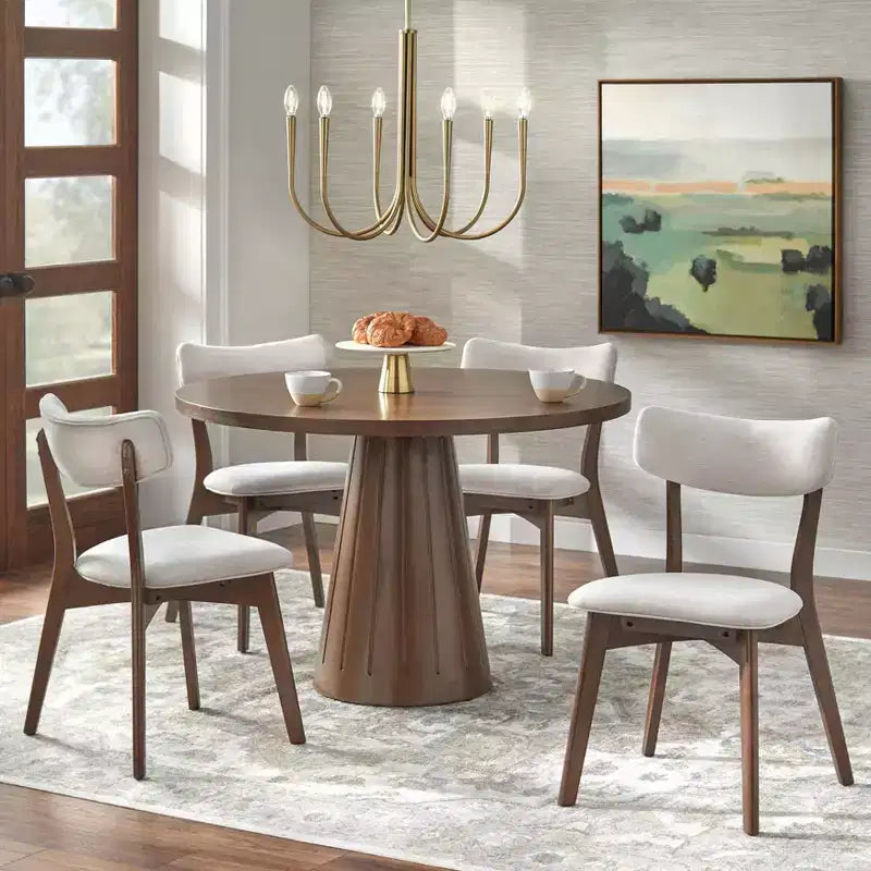 Lifestorey Castilia Moderno Tavolo da pranzo rotondo a piedistallo 45" Noce