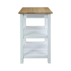 Isola Cucina Sunrise con Piano in Legno Massello Chiaro Bianco/Naturale - Flora Home: Cassetto Scorrevole, Portasciugamani, 2 Ripiani