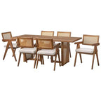 Lifestorey 7pc Felicity Modern Dining Set Colonial Oak/Beige