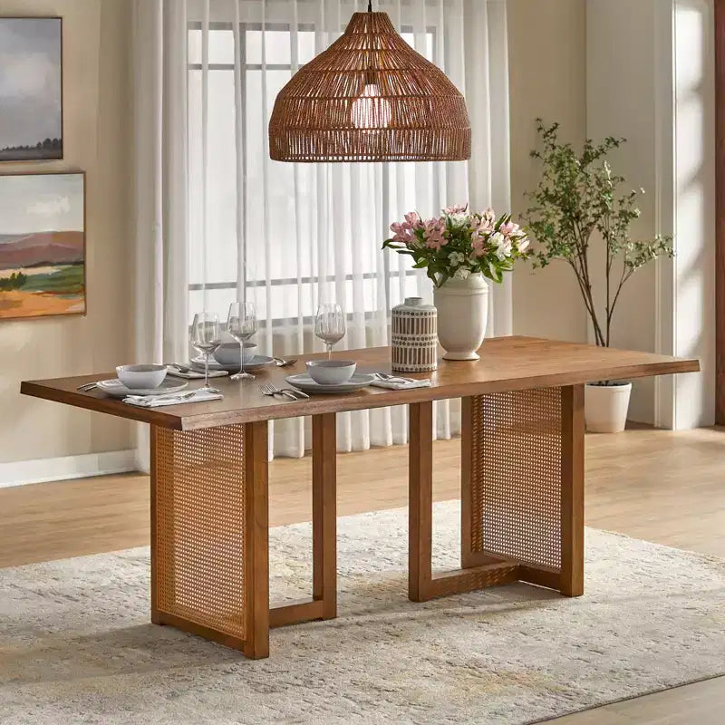 Lifestorey Set da pranzo moderno Felicity da 7 pezzi Quercia coloniale/Beige