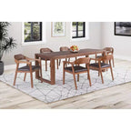 Set da 7 pezzi Rasmus con tavolo allungabile e poltroncine Castagno - Boraam: Legno di acacia, Sedie in ecopelle