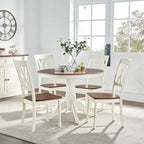Set da pranzo Shelby rotondo 5 pezzi con 4 sedie bianco anticato - Crosley: piedistallo classico, stile rustico