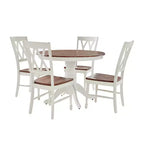 Set da pranzo Shelby rotondo 5 pezzi con 4 sedie bianco anticato - Crosley: piedistallo classico, stile rustico