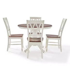 Set da pranzo Shelby rotondo 5 pezzi con 4 sedie bianco anticato - Crosley: piedistallo classico, stile rustico