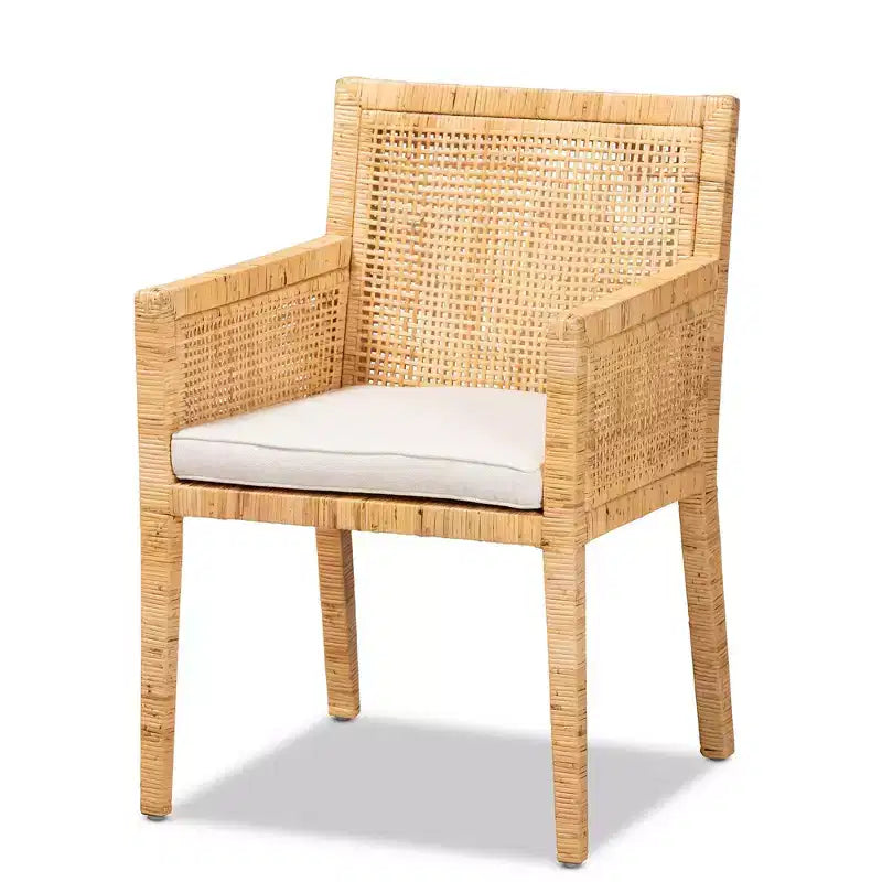 Poltrona Karis in legno e rattan naturale/bianco - bali & pari