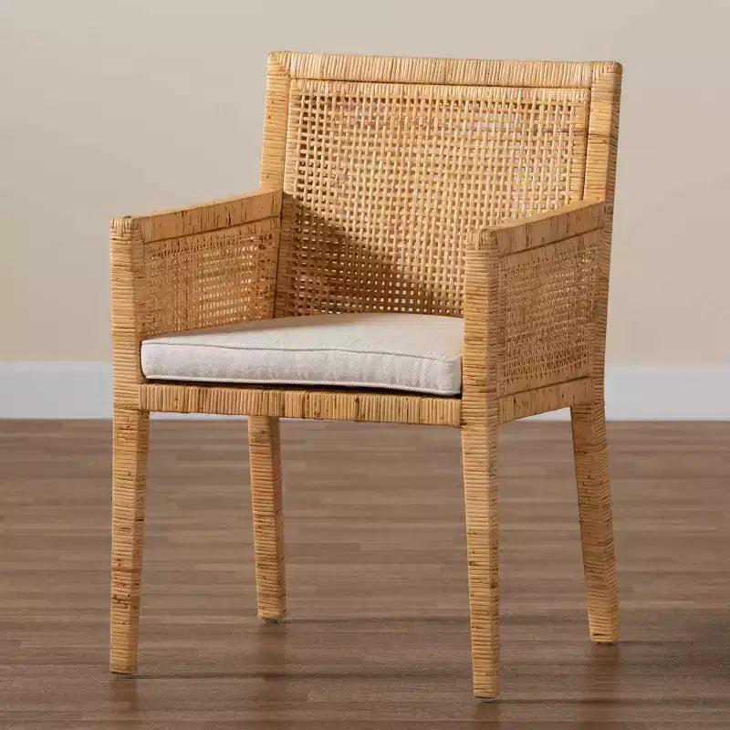 Poltrona Karis in legno e rattan naturale/bianco - bali & pari