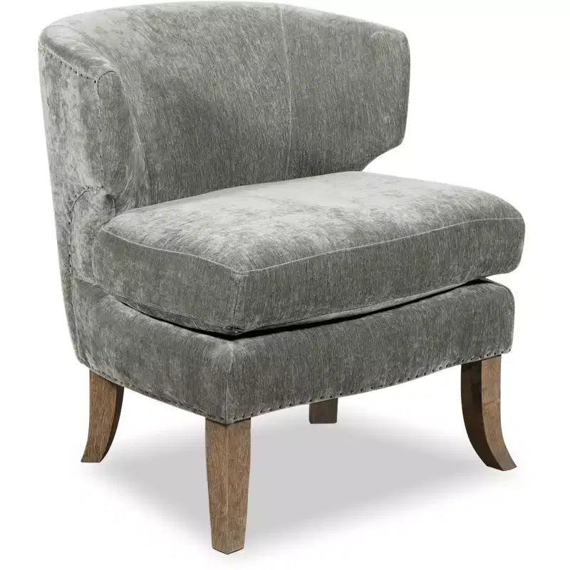 Poltrona a pozzetto Swansea in velluto grigio effetto velluto stropicciato - Finch: Accento moderno imbottito, laterale per soggiorno, camera da letto