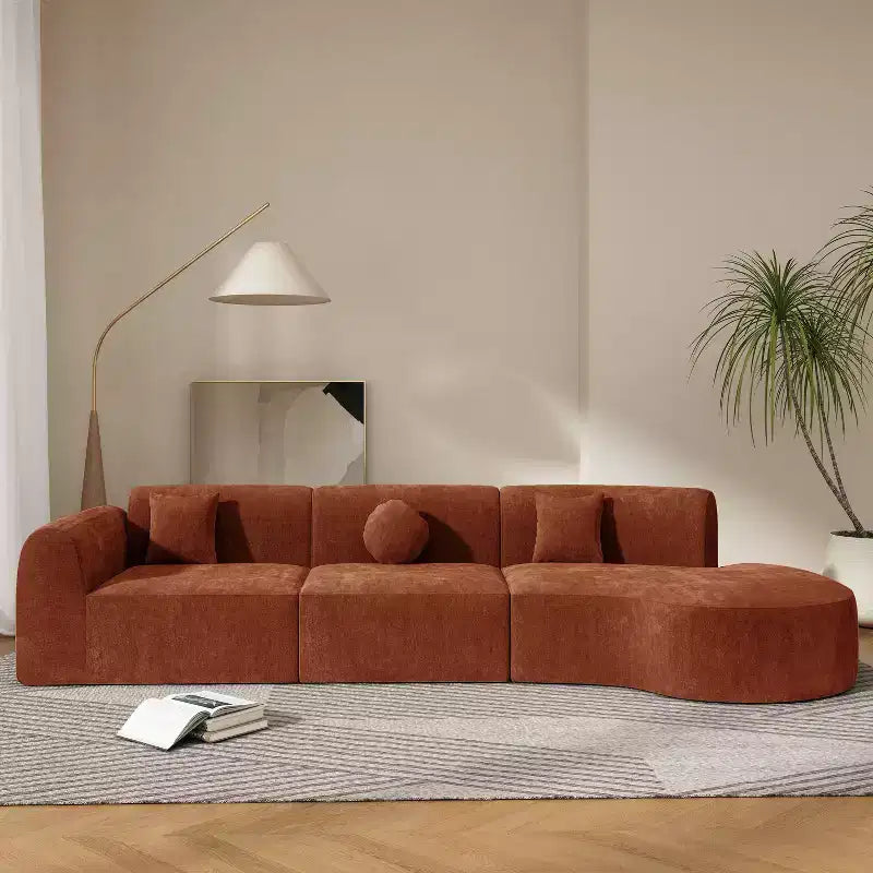Christopher Knight Home Lyla, divano componibile curvo moderno a 5 posti, in spugna completamente compressa, 140", arancione