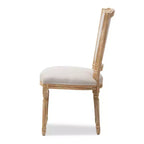 Sedia Cadencia French Vintage Cottage in Quercia Invecchiata e Lino Beige - Baxton Studio: Nessun Assemblaggio, Legno Massello