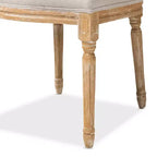 Sedia Cadencia French Vintage Cottage in Quercia Invecchiata e Lino Beige - Baxton Studio: Nessun Assemblaggio, Legno Massello