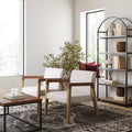 Nathan James Set of 2 Hudson Wood and Faux Leather Accent Chairs Flax