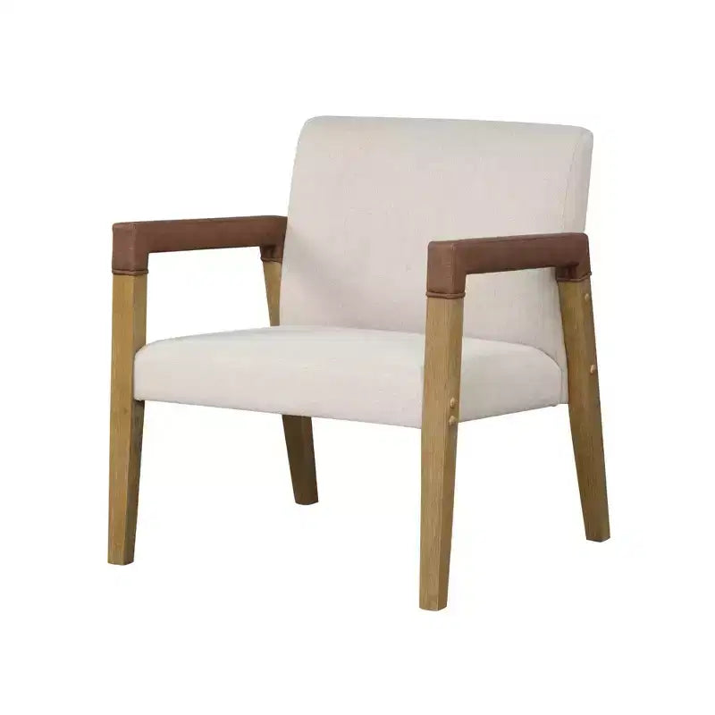 Nathan James Set di 2 sedie in legno e finta pelle Hudson, colore lino