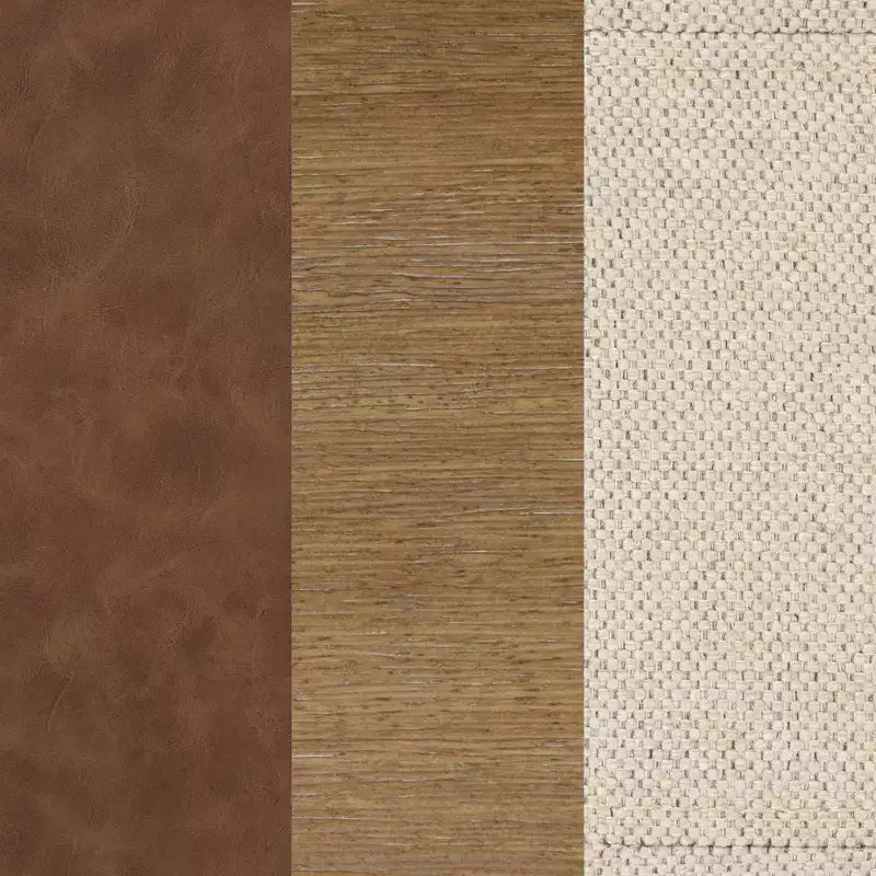 Nathan James Set di 2 sedie in legno e finta pelle Hudson, colore lino