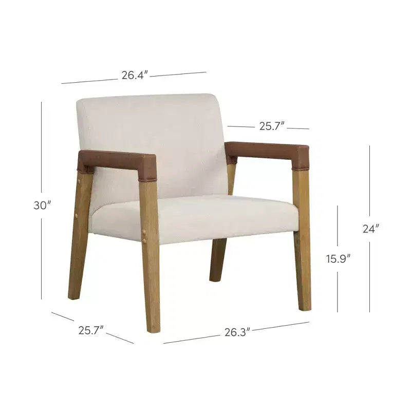 Nathan James Set di 2 sedie in legno e finta pelle Hudson, colore lino