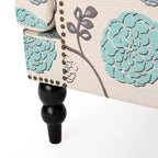 Christopher Knight Home Harrison Poltrona con Bottoni - Bianco/Blu: Tessuto d'arredo, Fantasia floreale, Struttura in legno massiccio
