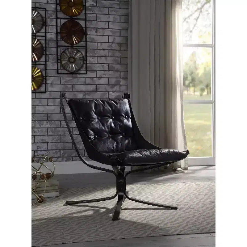 Poltrona accent Carney in pelle grana blu vintage da 30" - Acme Furniture: Struttura in metallo, nessun montaggio, garanzia 60 giorni