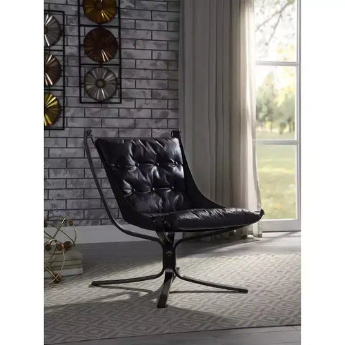 Poltrona accent Carney in pelle grana blu vintage da 30" - Acme Furniture: Struttura in metallo, nessun montaggio, garanzia 60 giorni