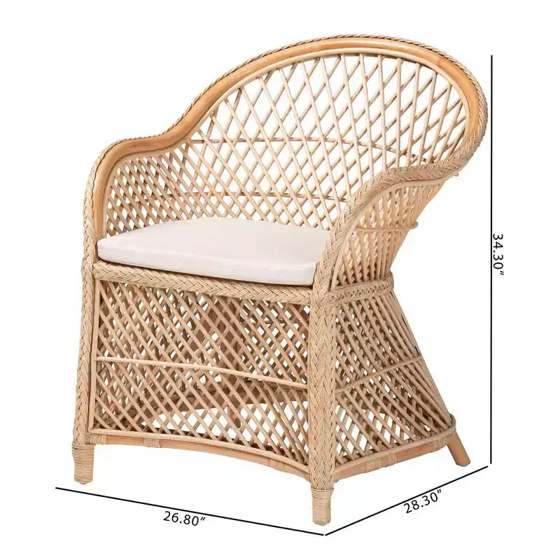 bali & pari Sedia a braccioli in rattan intrecciato Casilda Naturale