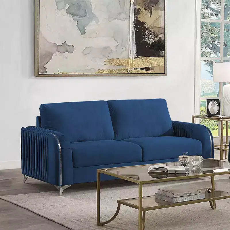 Divano Wenona 79" in velluto blu Acme Furniture