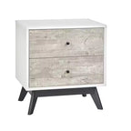 Buylateral Crislana Mid-Century 2 Drawer Nightstand White/Weathered Gray