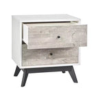 Buylateral Crislana Comodino con 2 cassetti in stile Mid-Century, bianco/grigio anticato