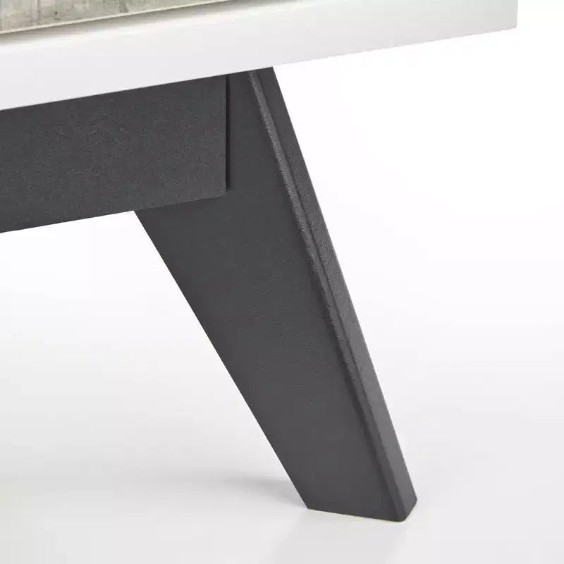 Buylateral Crislana Comodino con 2 cassetti in stile Mid-Century, bianco/grigio anticato