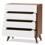 Cassettiera Calypso Mid-Century in legno a 4 cassetti marrone - Baxton Studio: Design scandinavo elegante, Salvaspazio